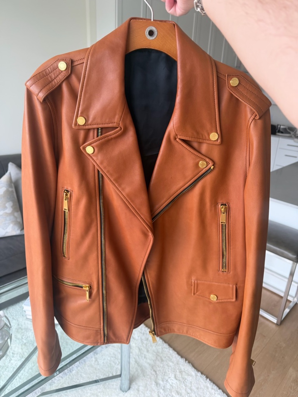 Kent & Curwen Leather Moto Jacket